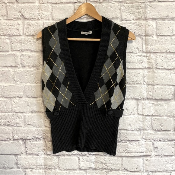 jp evolution Tops - JP Evolution Gray Argyle Diamond Knit Tank Sweater